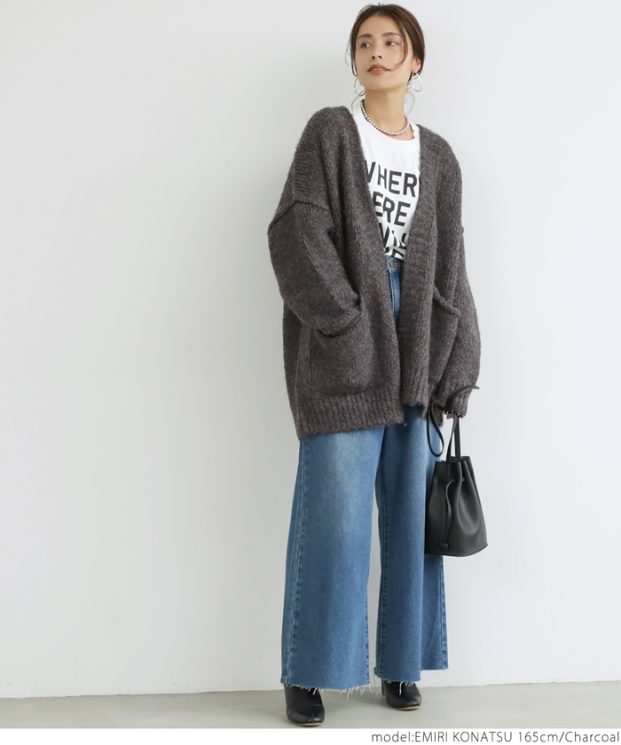coca ニットカーディガン レディース ドロップショルダー coca ニットカーディガン レディース ドロップショルダー