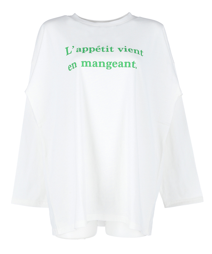 Tシャツ レディース カットソー ロゴ ビッグシルエット ロンT クルーネック 長袖 薄手 伸縮性 ...