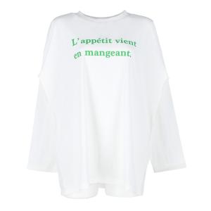 Tシャツ レディース カットソー ロゴ ビッグシルエット ロンT クルーネック 長袖 薄手 伸縮性 ...