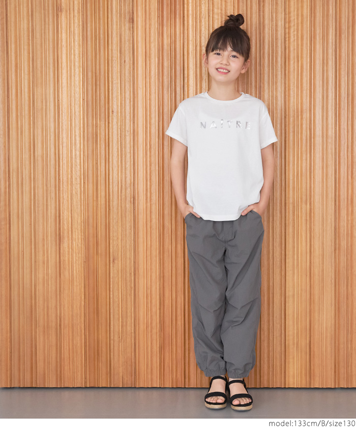 セール☆790円→550円 キッズ 120-150 Tシャツ カットソー 箔プリント ロゴ 英字 袖ロールアップ クルーネック 半袖 女の子  親子お揃い 子供服 メール便可 : 36-240133208-10 : coca - 通販 - Yahoo!ショッピング