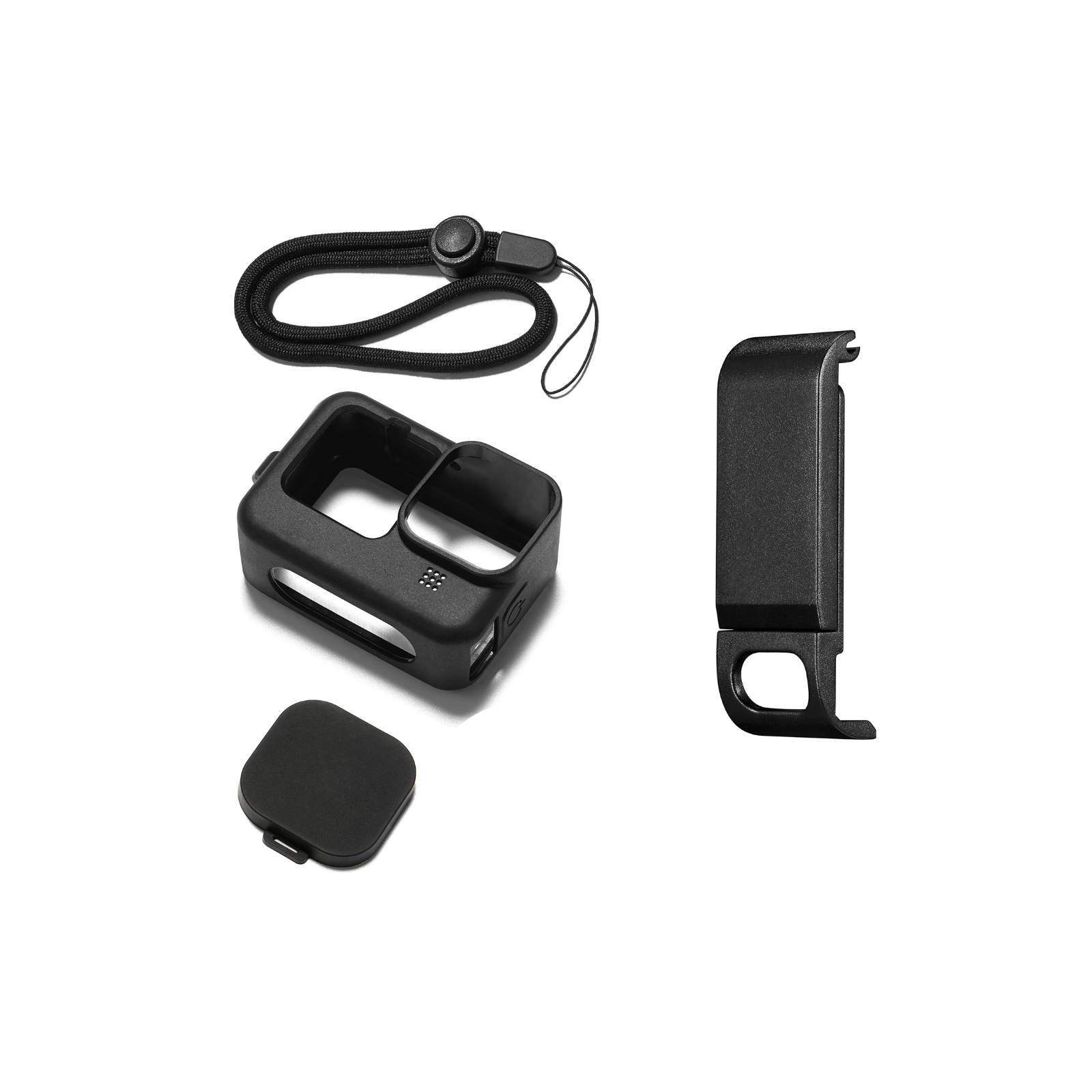 GoPro HERO12/11/10/9 Black 柔軟性のあるシリコン素材製 レンズ 保護カバー ストラップホール付き ストラップ付き 耐衝撃 アクションカメラ 便利 実用｜coco-fit2018｜02