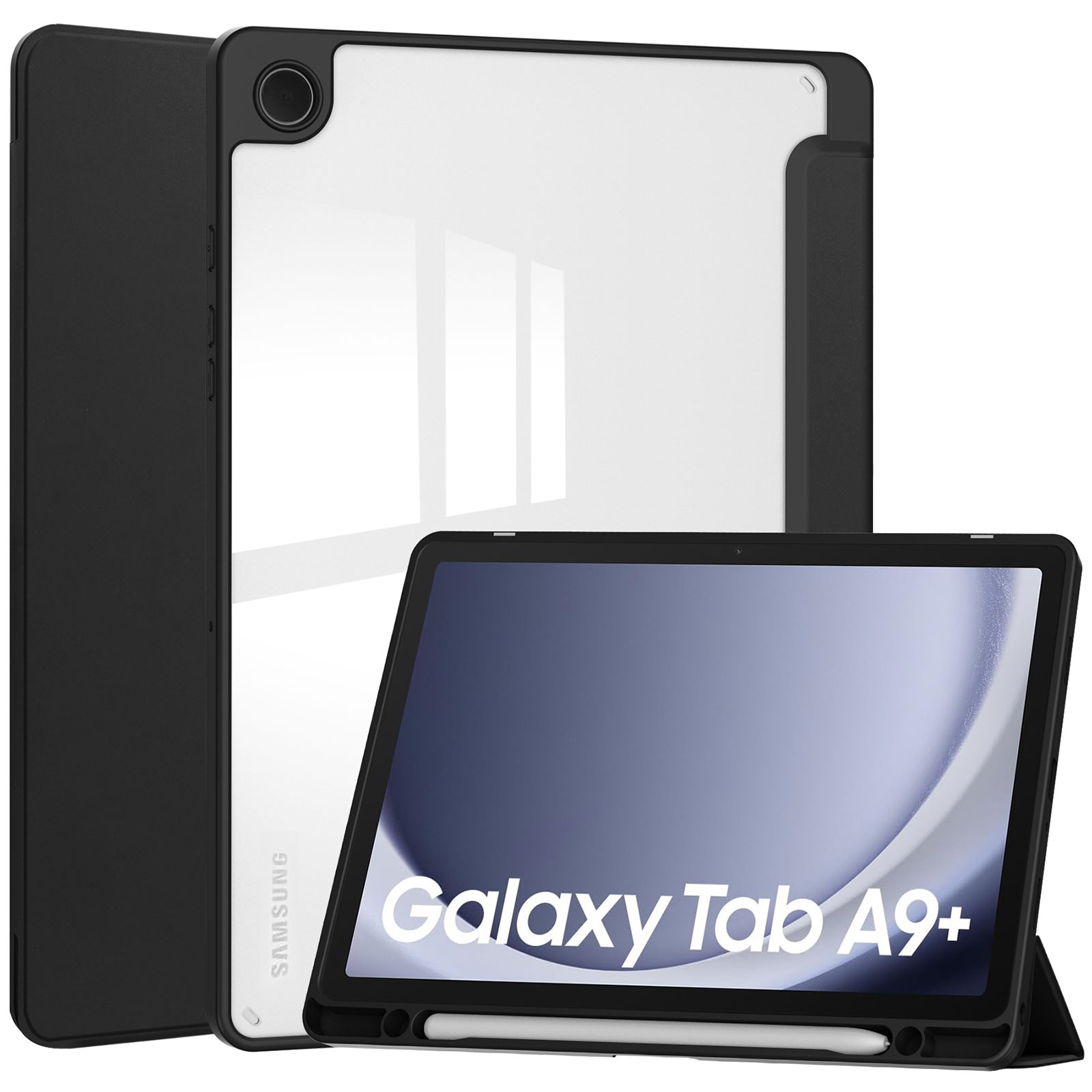 Galaxy Tab A9 A9+ ケース 耐衝撃 カバー TPUとPCとPUレザー おしゃれ スタンド機能 カード収納 タブレットケース ギャラクシー タブA9 A9+ 手帳型カバー｜coco-fit2018｜02