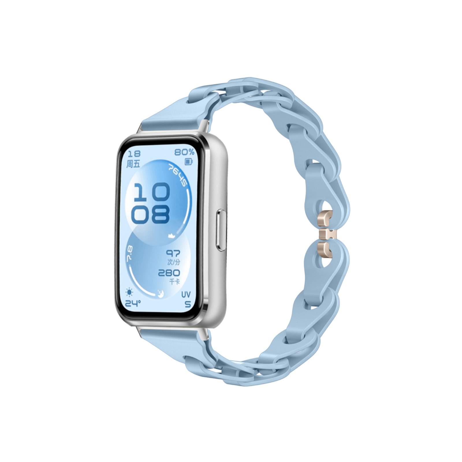 HUAWEI青色クロノグラフ時計 シリコン&ステンレスバンド ファーウェイ HUAWEI（ファーウェイ） Huawei Band 11 / 11 Pro 対応 シリコン