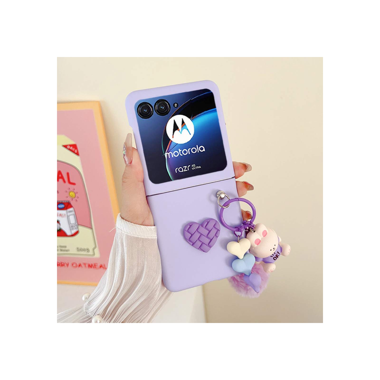 モトローラ レーザー 40/40s 用の背面レザー調 持ちやすい 折りたたみ