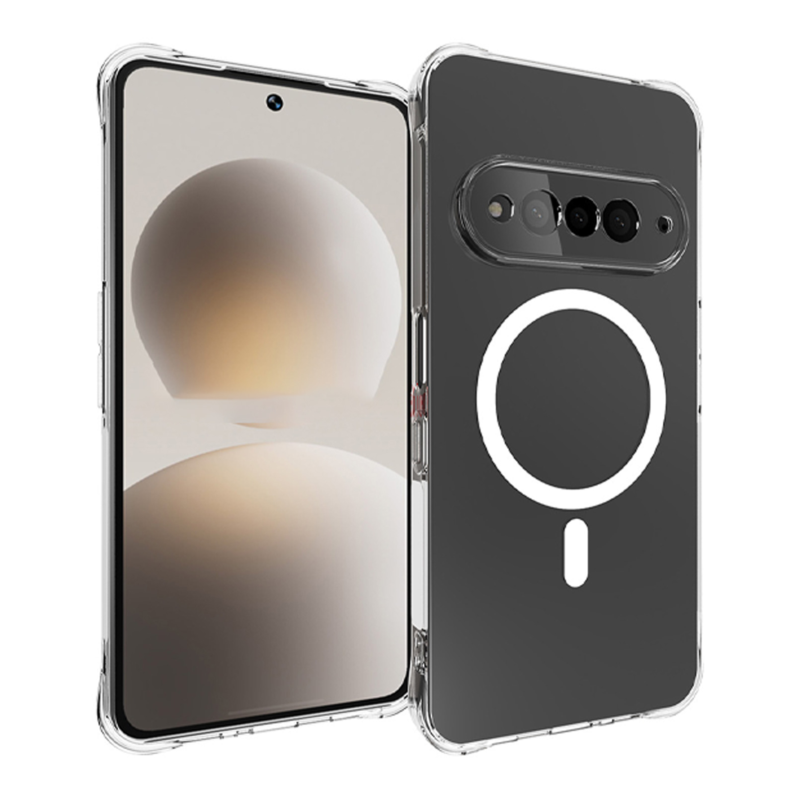 iPhone用 透明ソフトケース マグネット機能付き Natural AI Phone ケース用の衝撃に強いTPU素材 便利 背面マグネット