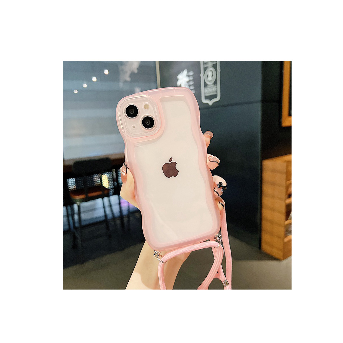 Apple iPhone14 Pro Max クリア 背面カバー 持ちやすい ストラップ付き