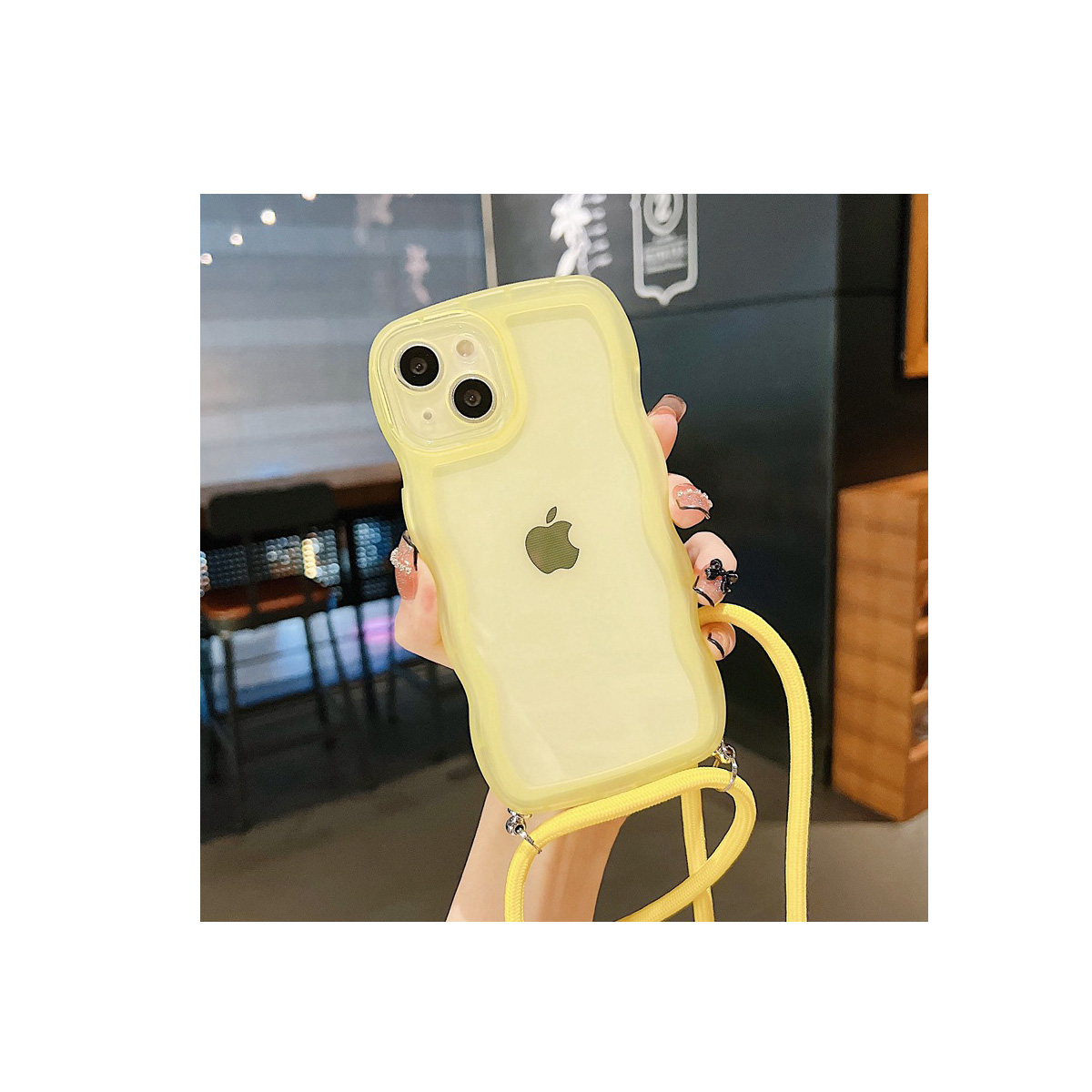 Apple iPhone14 Pro Max クリア 背面カバー 持ちやすい ストラップ付き