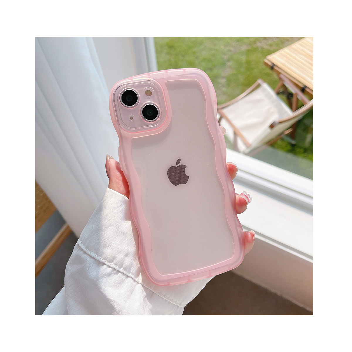 iPhone 15 透明ピンクケース付き iPhone 15/15 Pro/14/13専用]iFace Reflection強化ガラスクリア