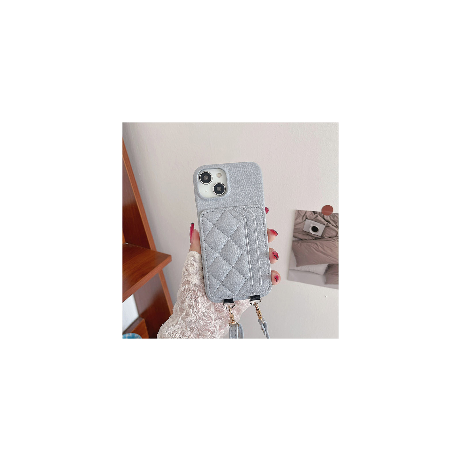 Apple iPhone 15 Plus Pro Maxケース 背面カバー カード収納 ストラップ付き CASE 衝撃防止 便利 実用 人気 強化ガラスフィルム おまけ付き｜coco-fit2018｜06