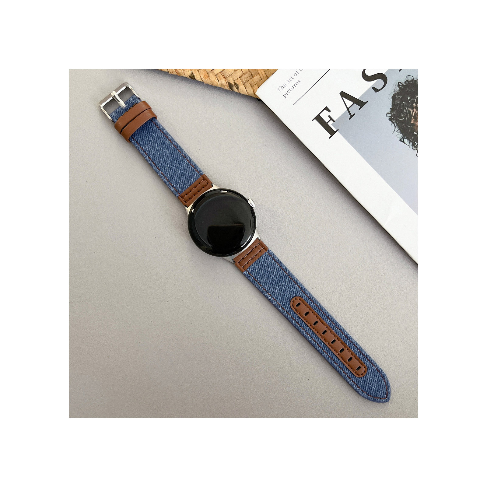 Google Pixel Watch 3 41/45mm 交換 バンド デニム調 PUレザー素材