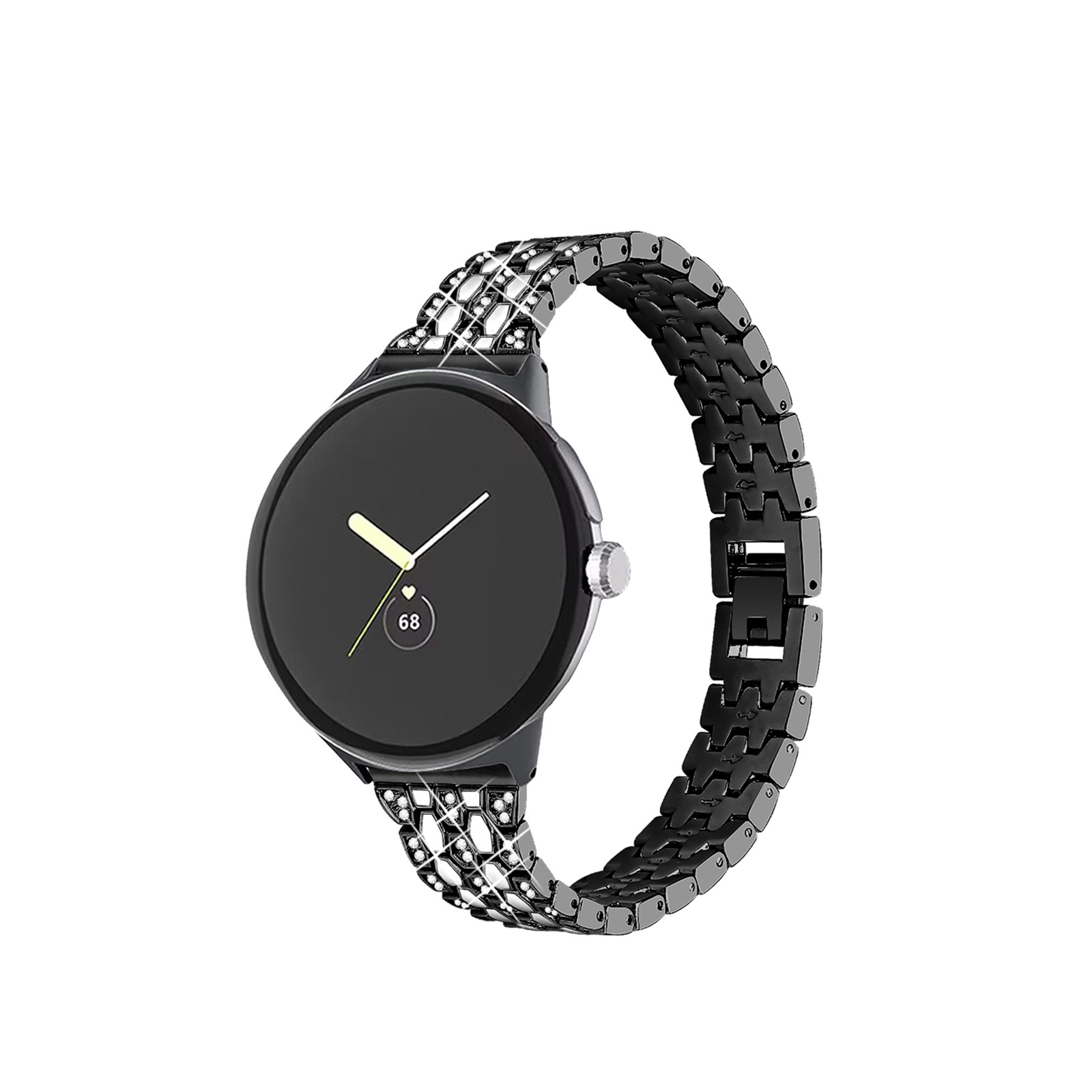 クォーツ腕時計 ブラックダイヤル ステンレスバンド Google Pixel Watch 2 交換 バンド オシャレな 高級ステンレス ライン