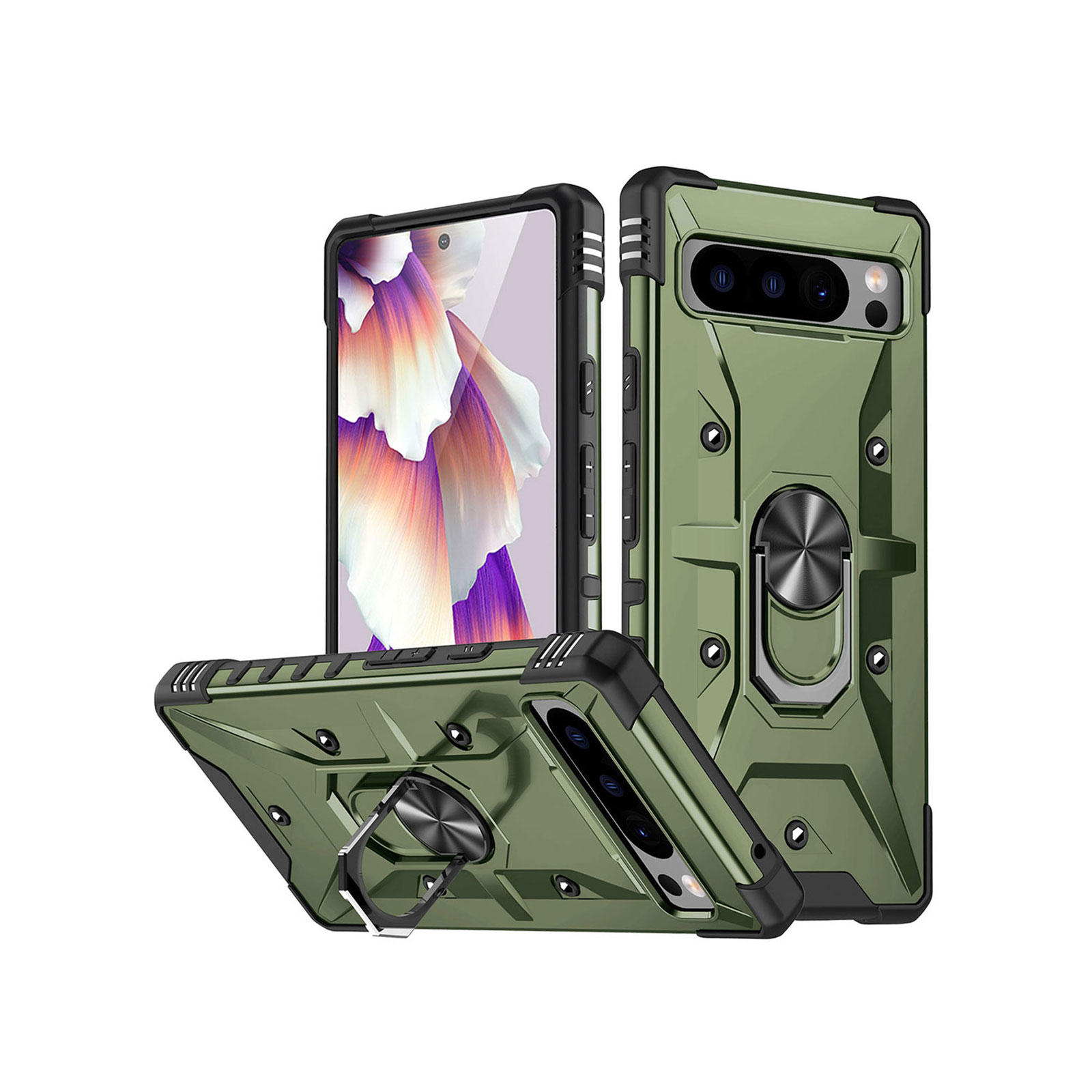 Google Pixel 8 Pro ケース 耐衝撃 カバー TPU&PC 2重構造 リング付き