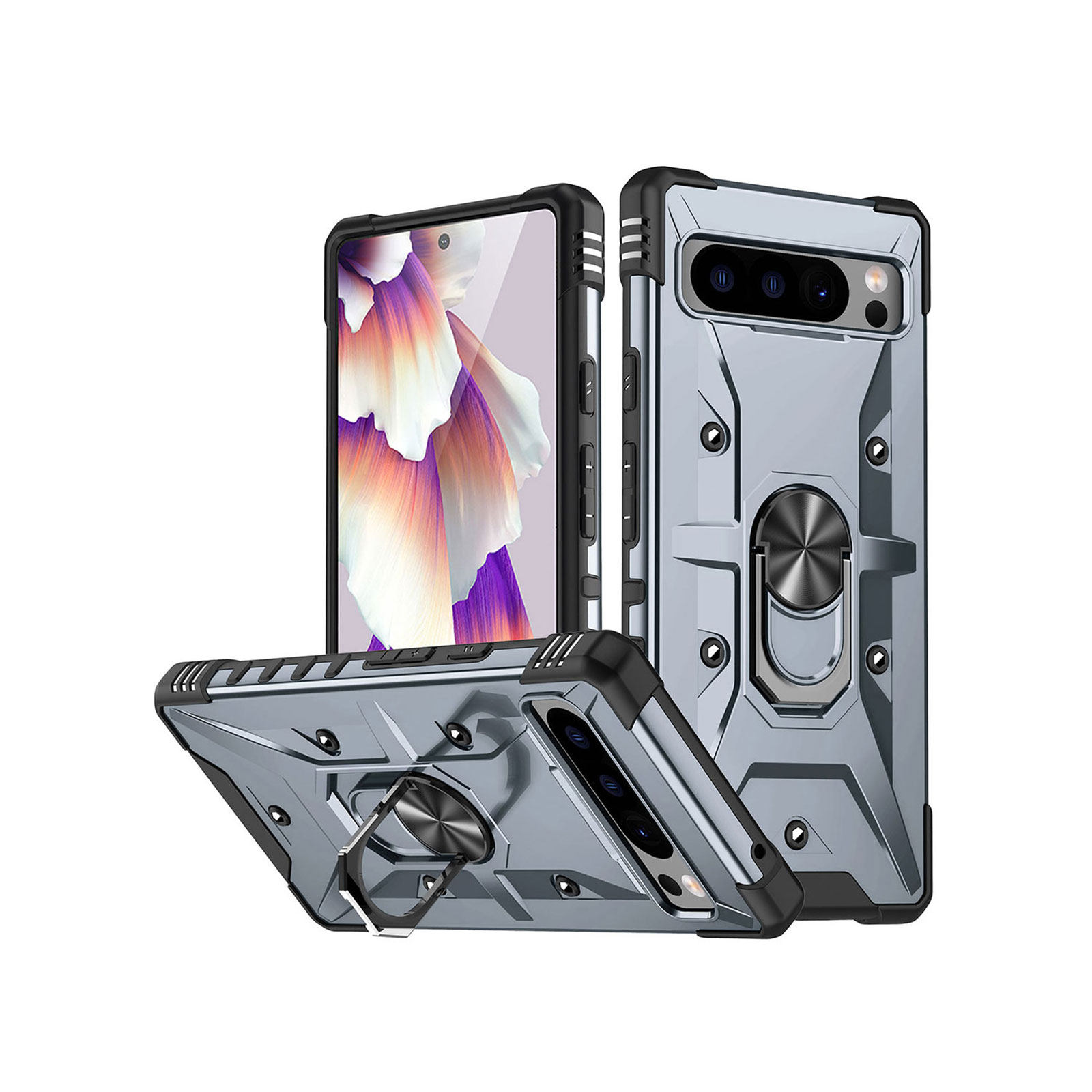 Google Pixel 8 Pro ケース 耐衝撃 カバー TPU&PC 2重構造 リング付き