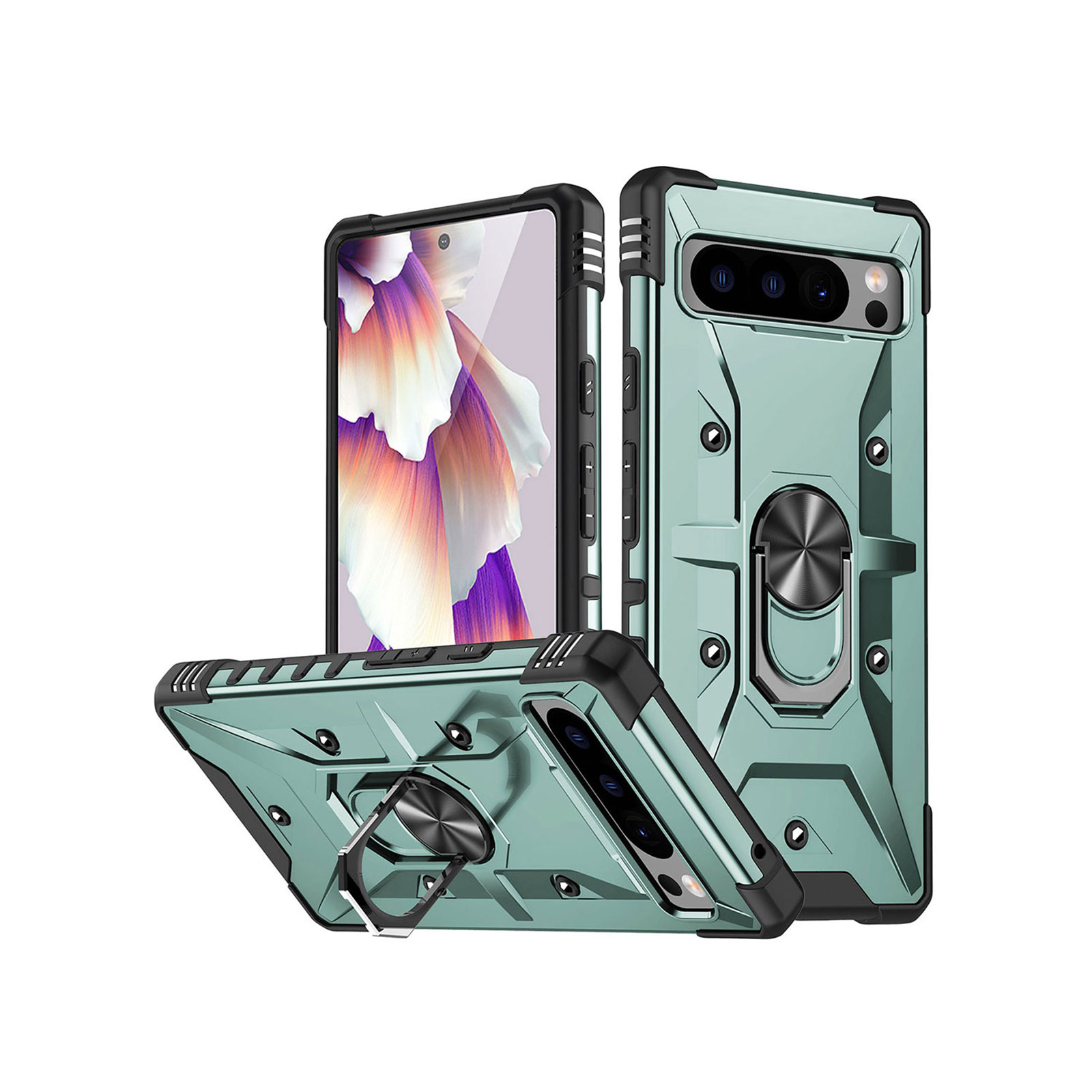 Google Pixel 8 Pro ケース 耐衝撃 カバー TPU&PC 2重構造 リング付き