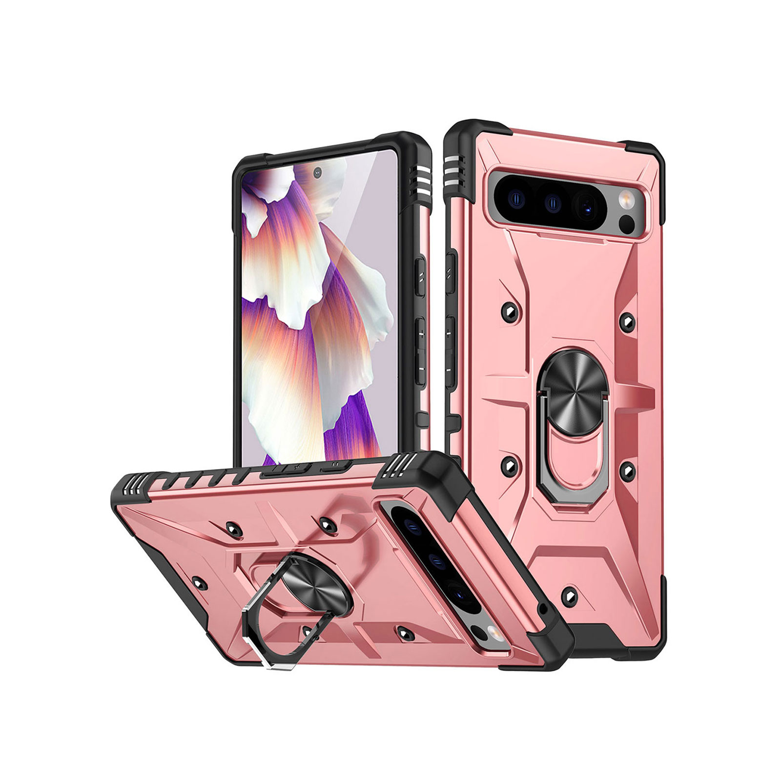 Google Pixel 8 Pro ケース 耐衝撃 カバー TPU&PC 2重構造 リング付き
