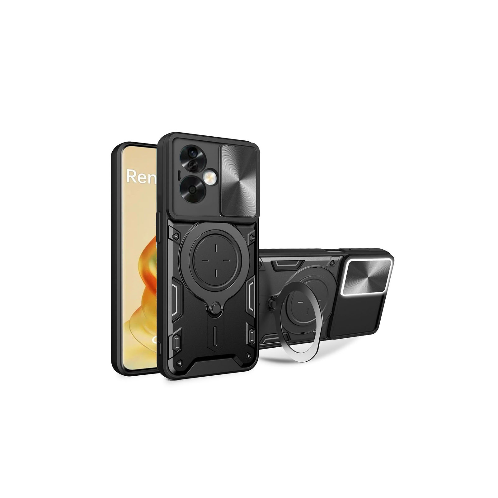 OPPO Reno11 A/Reno11 F ケース カバー CASE TPU&PC素材 カメラレンズ保護 スタンド機能 リングブラケット付き リング付き  耐衝撃カバー 背面カバー |  | 01