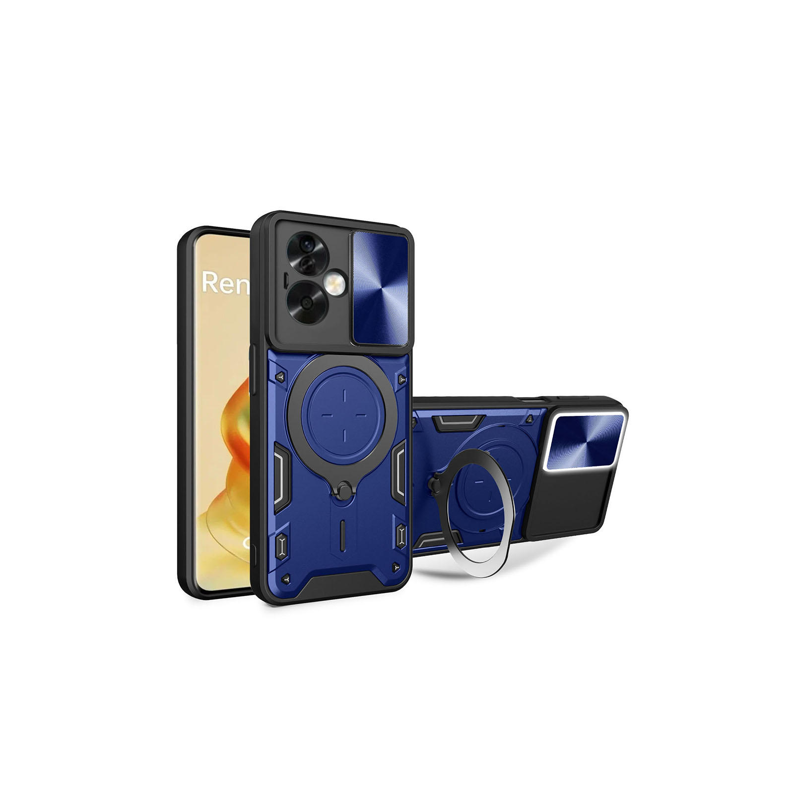 OPPO Reno11 A/Reno11 F ケース カバー CASE TPU&PC素材 カメラレンズ保護 スタンド機能 リングブラケット付き リング付き  耐衝撃カバー 背面カバー |  | 02