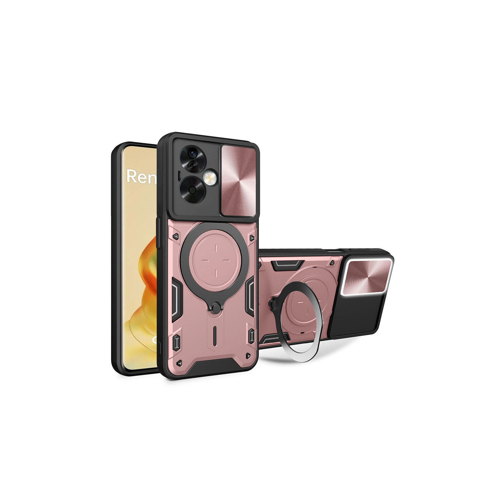 OPPO Reno11 A/Reno11 F ケース カバー CASE TPU&PC素材 カメラレンズ保護 スタンド機能 リングブラケット付き リング付き  耐衝撃カバー 背面カバー |  | 04