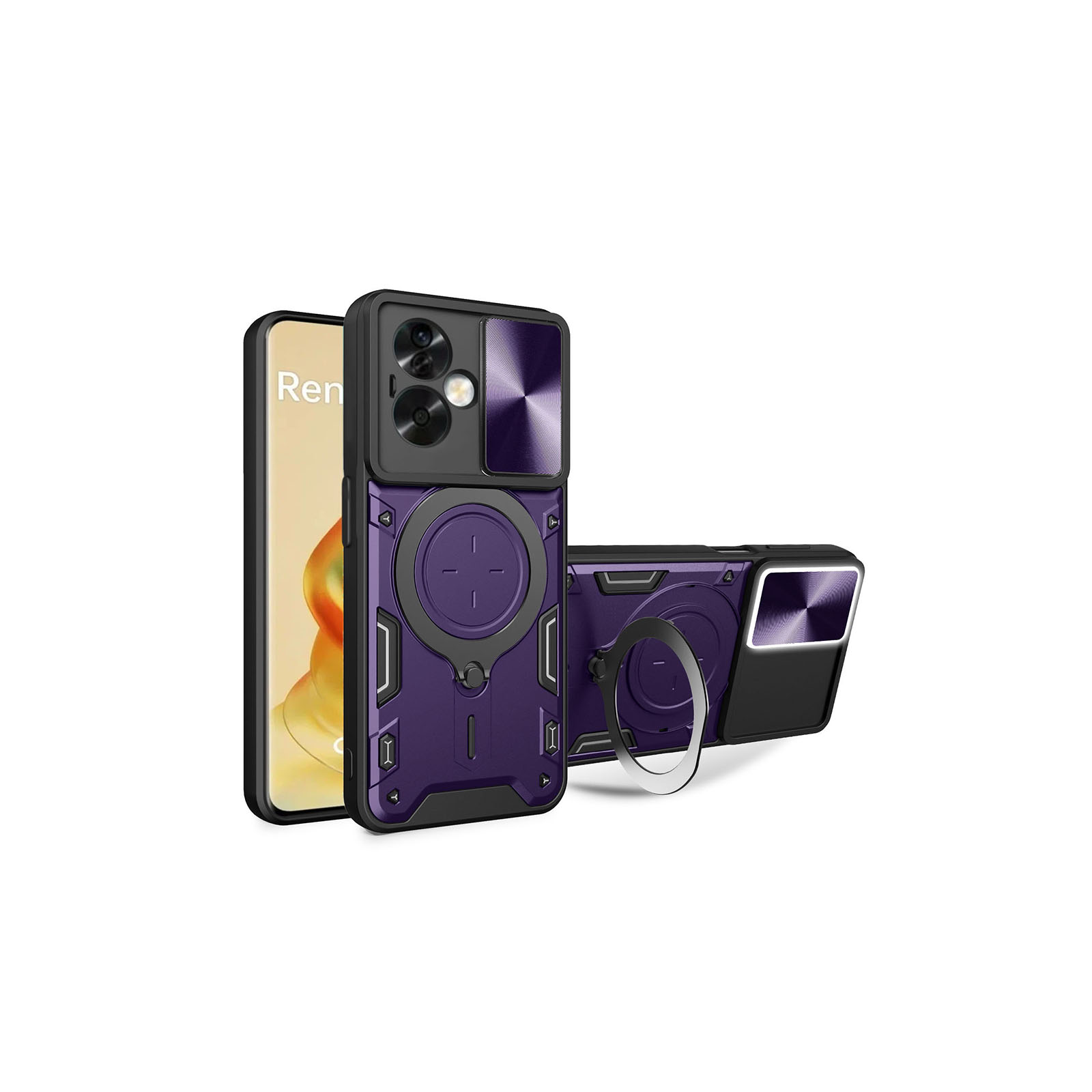 OPPO Reno11 A/Reno11 F ケース カバー CASE TPU&PC素材 カメラレンズ保護 スタンド機能 リングブラケット付き リング付き  耐衝撃カバー 背面カバー |  | 06