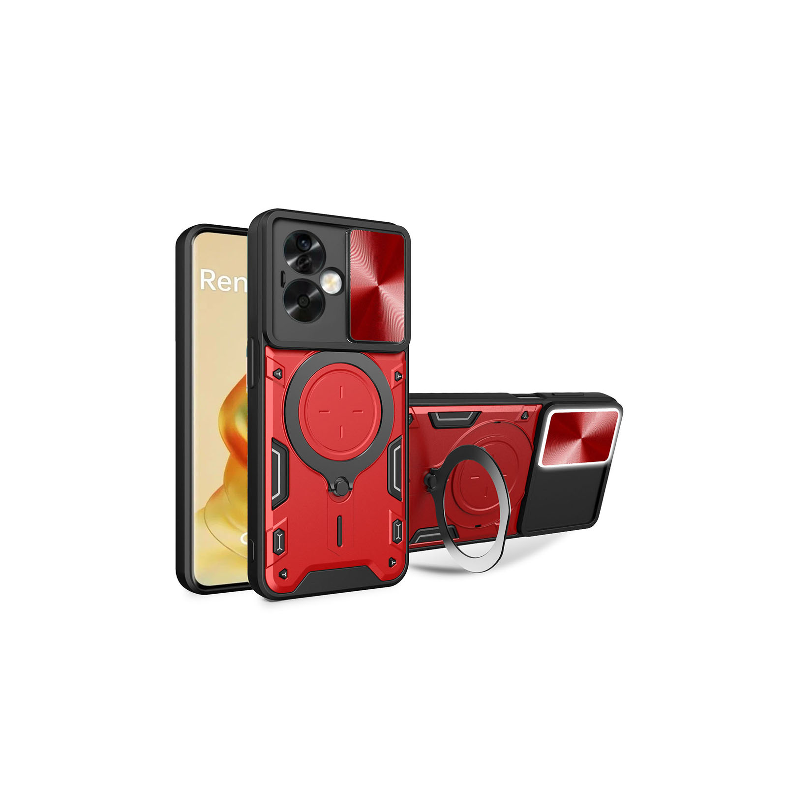 OPPO Reno11 A/Reno11 F ケース カバー CASE TPU&PC素材 カメラレンズ保護 スタンド機能 リングブラケット付き リング付き  耐衝撃カバー 背面カバー |  | 03