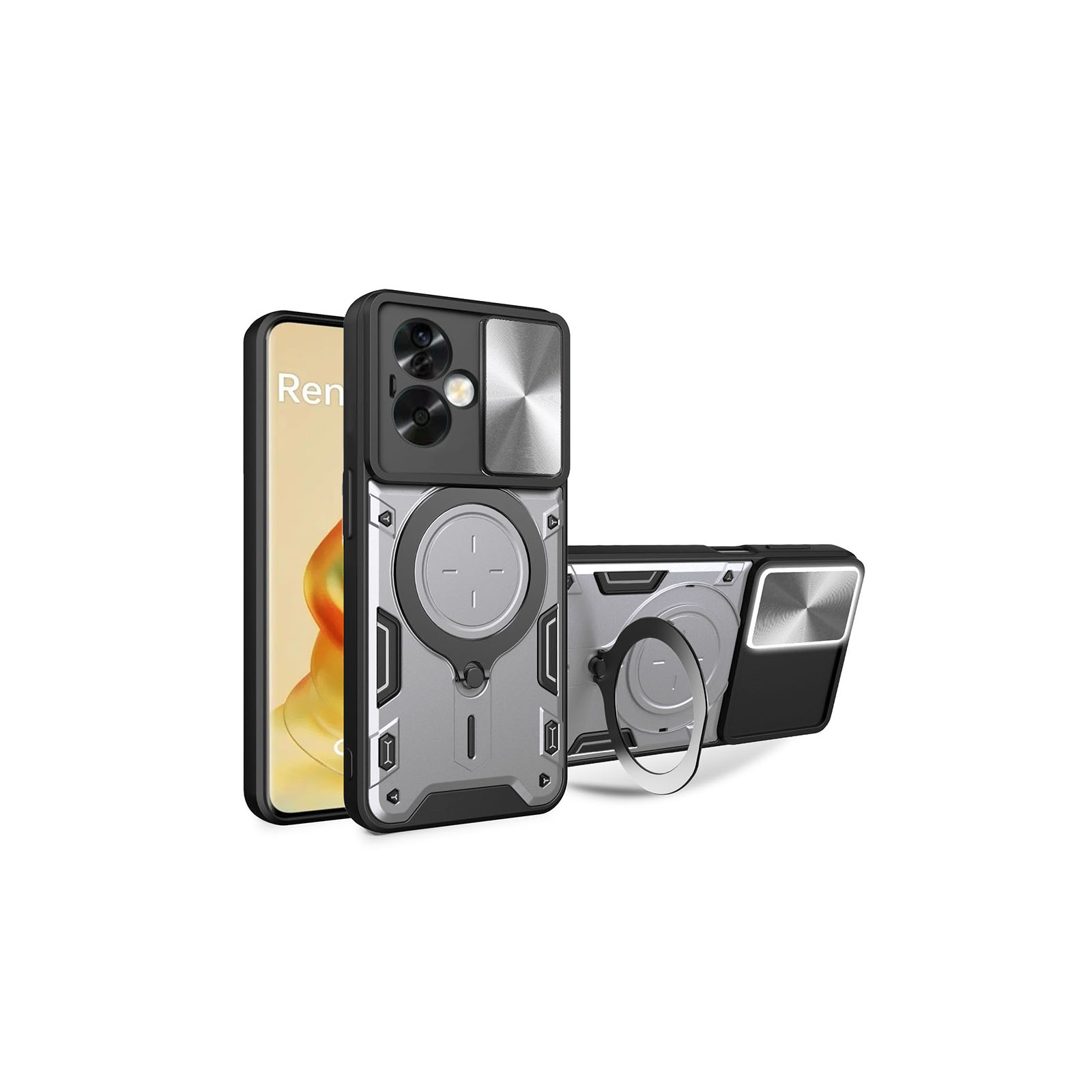 OPPO Reno11 A/Reno11 F ケース カバー CASE TPU&PC素材 カメラレンズ保護 スタンド機能 リングブラケット付き リング付き  耐衝撃カバー 背面カバー |  | 05