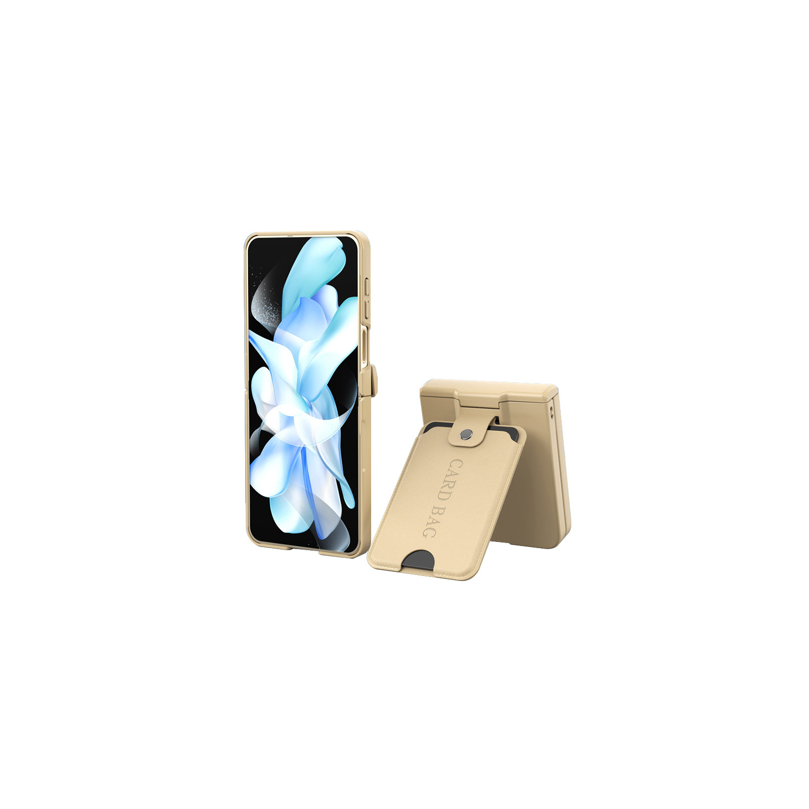 Samsung Galaxy Z Flip5ケース 折りたたみ型Androidスマホアクセサリー レザー調 CASE 耐衝撃 カード収納 スタンド機能  落下防止 指紋防止 人気 背面カバー
