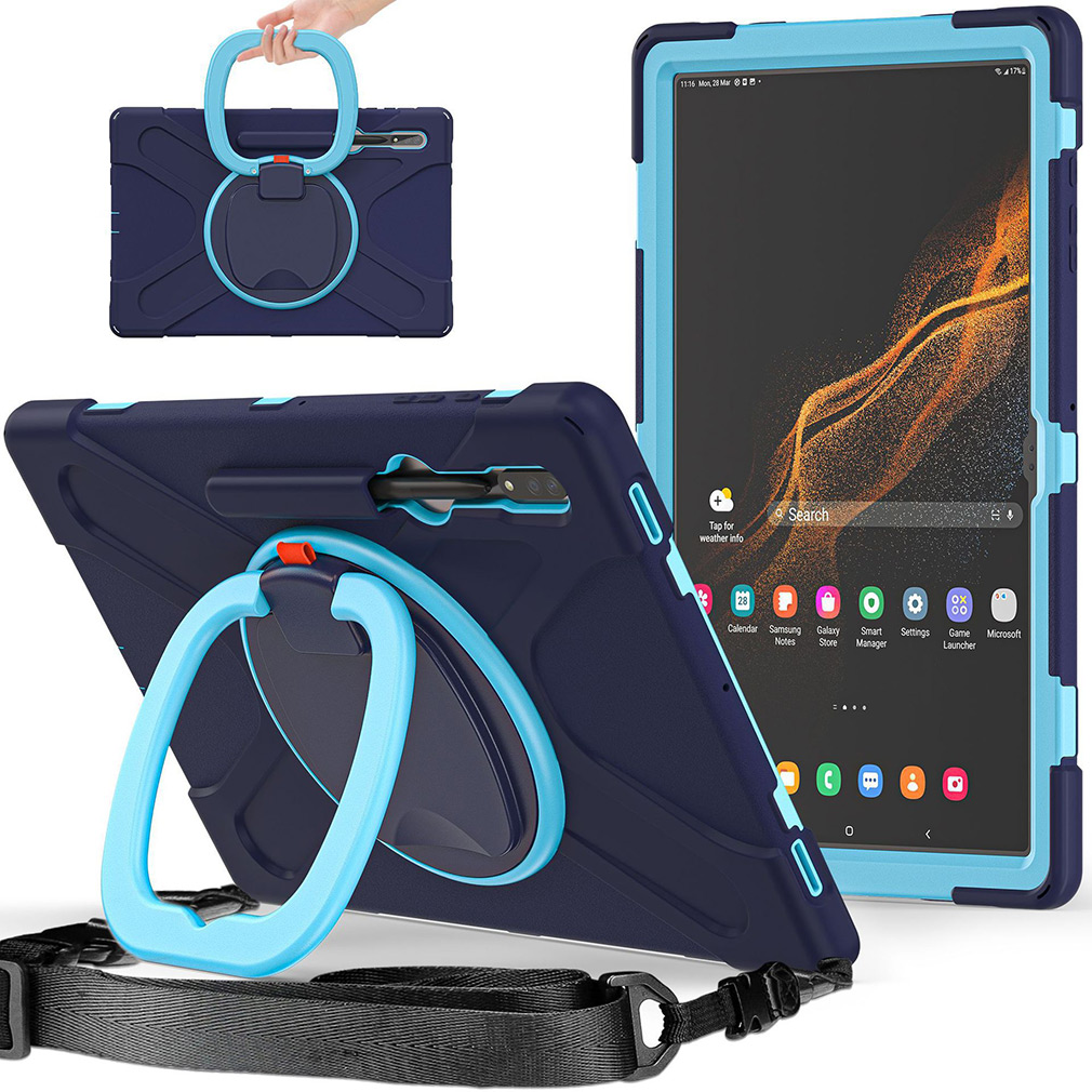 送料無料  Galaxy Tab S8 Ultra 14.6(インチ) タブレットケース スタンド 機能付き ポータブル ストラップ付き  耐衝撃 保護ケース｜coco-fit2018｜03