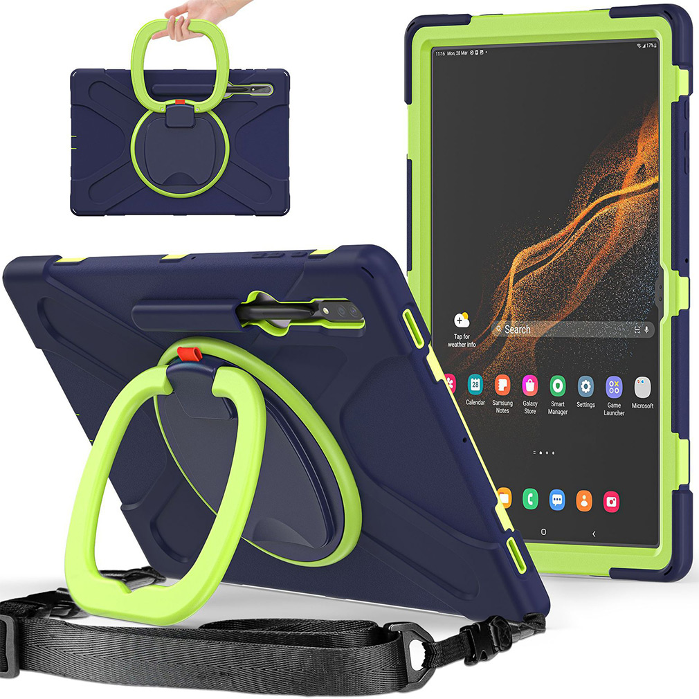 送料無料  Galaxy Tab S8 Ultra 14.6(インチ) タブレットケース スタンド 機能付き ポータブル ストラップ付き  耐衝撃 保護ケース｜coco-fit2018｜04