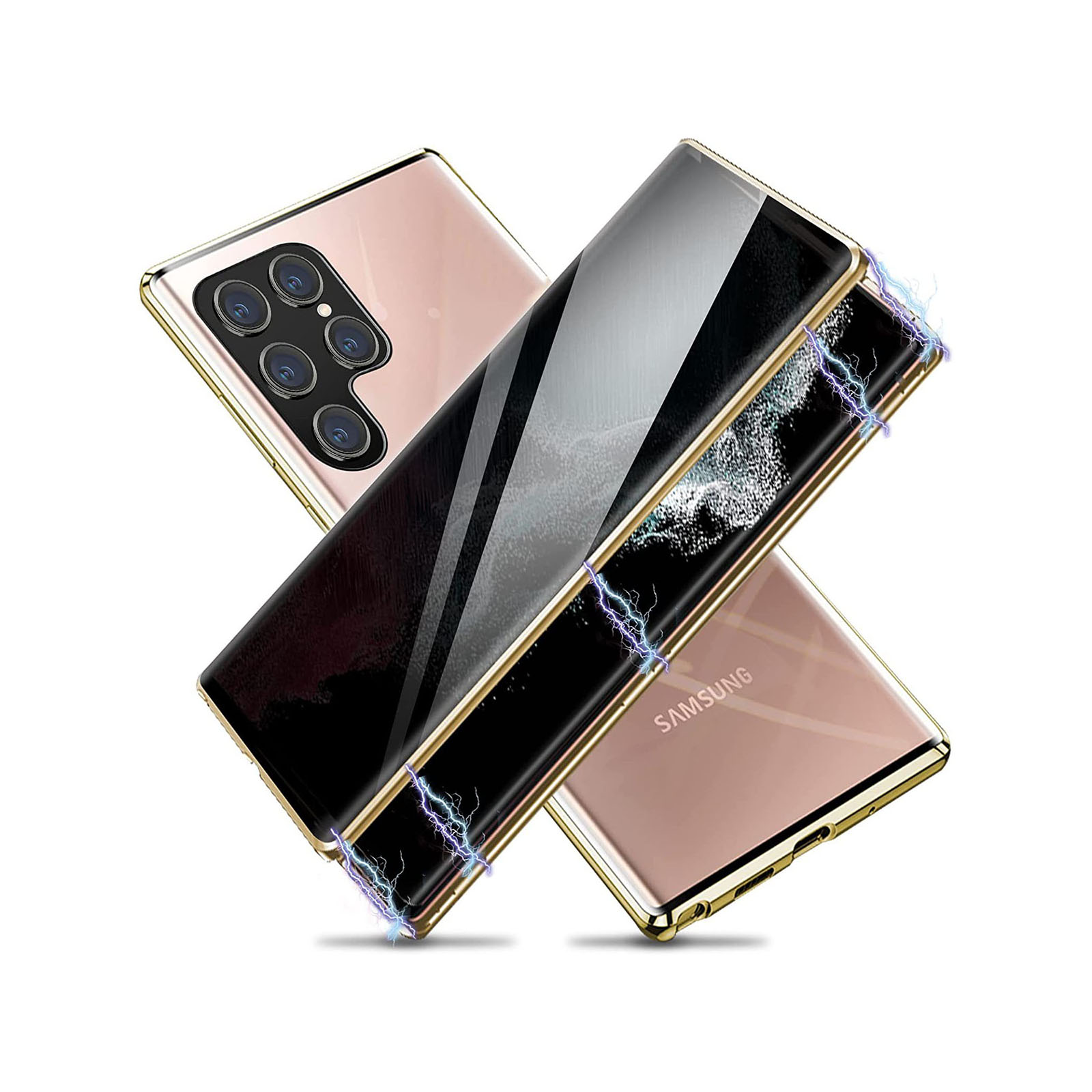Samsung Galaxy A54 5G SC-53D SCG21 ケース カバー アルミニウムバンパー マグネット装着 耐衝撃 前後強化ガラス保護 正面背面パネル付き｜coco-fit2018｜08