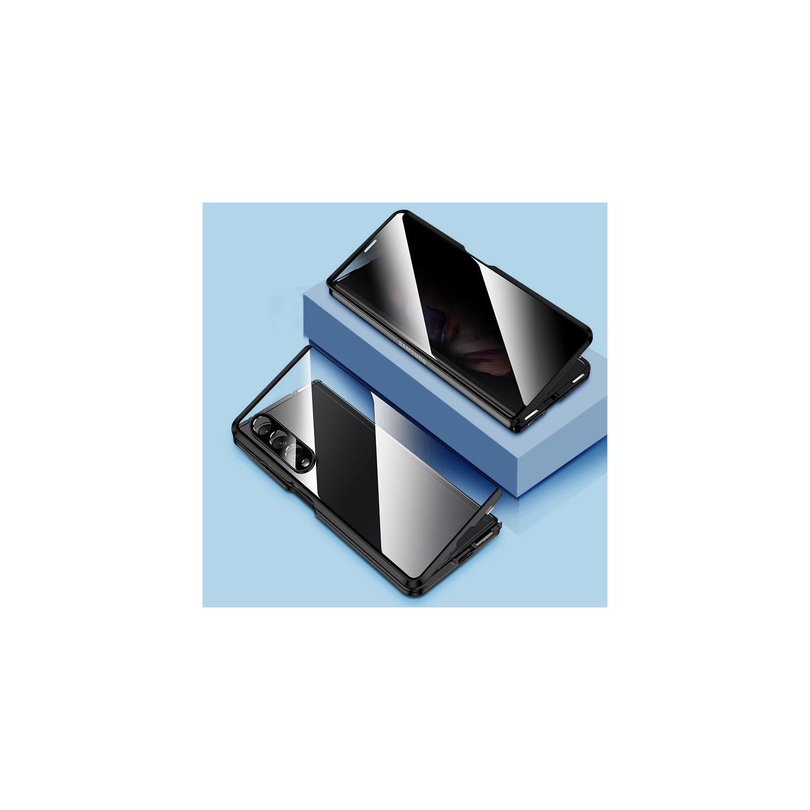 Samsung Galaxy Z Fold5 5G ケース カバー 金属 アルミニウムバンパー マグネット装着 CASE 持ちやすい バンパーケース  前後強化ガラス保護 覗き見防止｜coco-fit2018｜02