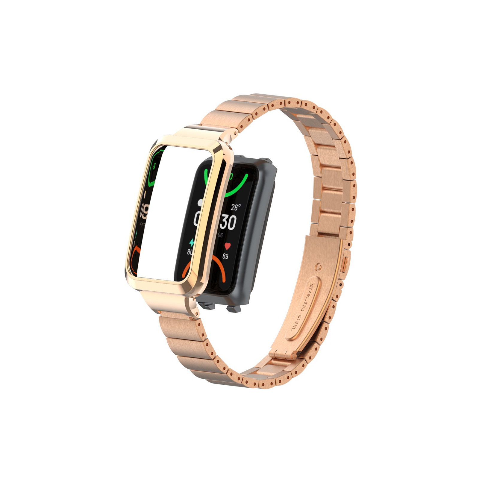 OPPO - 【替えバンド付】oppo watch　ピンクゴールド オッポ バンド2 OPPO Watch Free 用のがエレガントで おしゃれな 高級