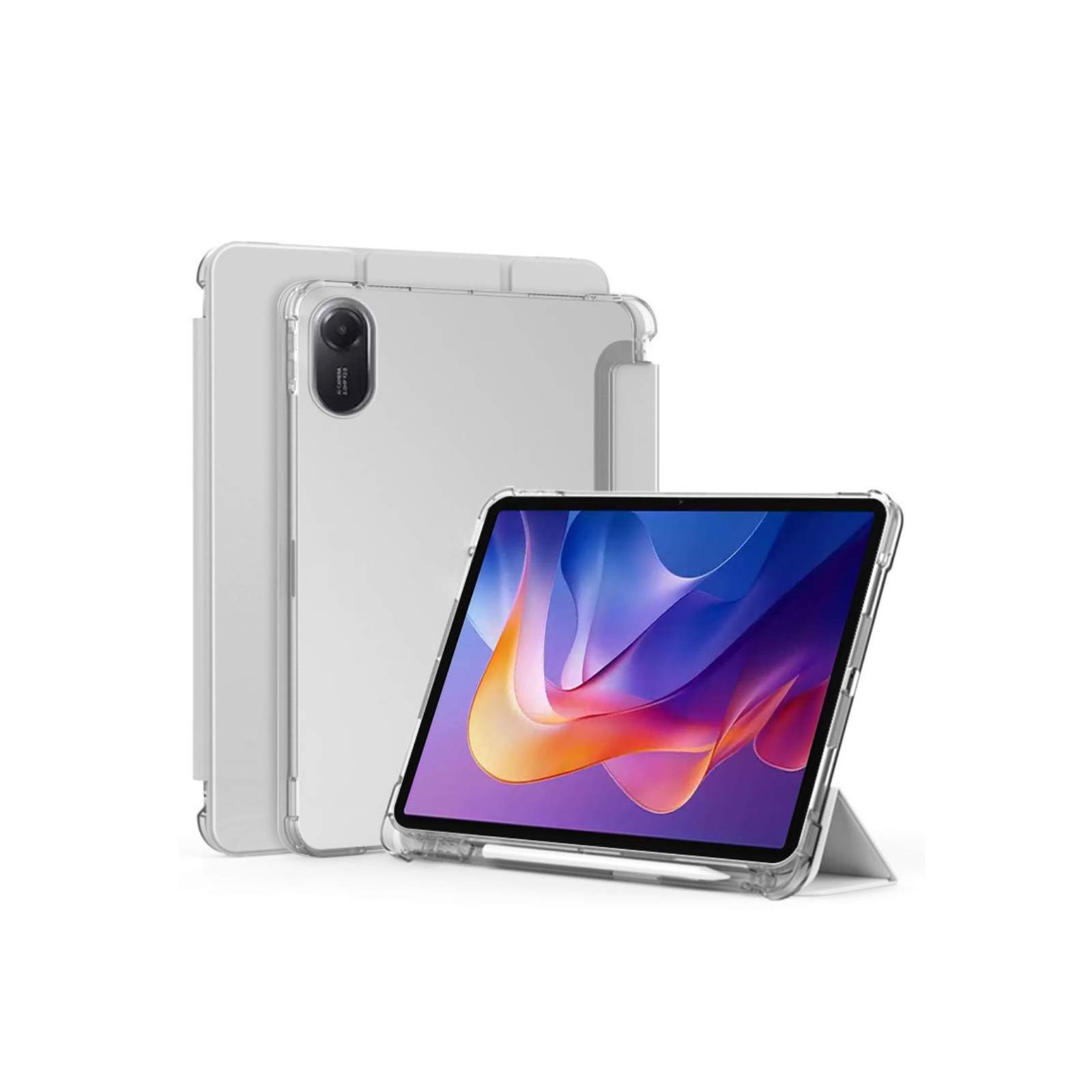 REDMI タブレット グレー カバー付き Xiaomi（シャオミ） リドミ パッド 2 11型用の手帳型カバー スタンド