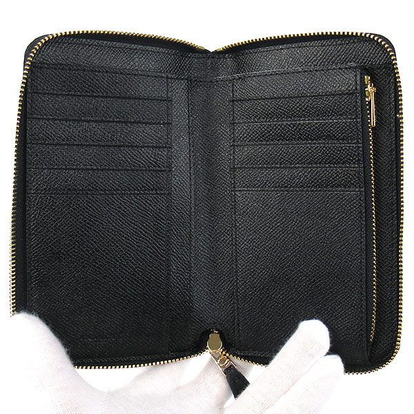 coach コーチ　二つ折り財布　ラウンドファスナー　ロゴ型押し　レザー　シボ革 COACH（コーチ） 二つ折り財布 レディース レザー ラウンドファスナー