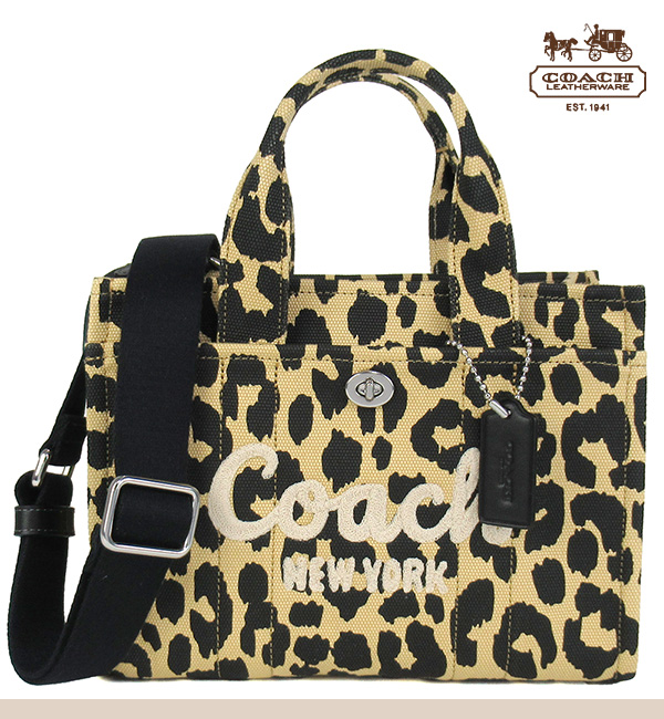 【COACH】ヒョウ柄 トートバッグ ロゴ刺繍が魅力的【Coach】ヒョウ柄 軽量 カーゴトート (Coach
