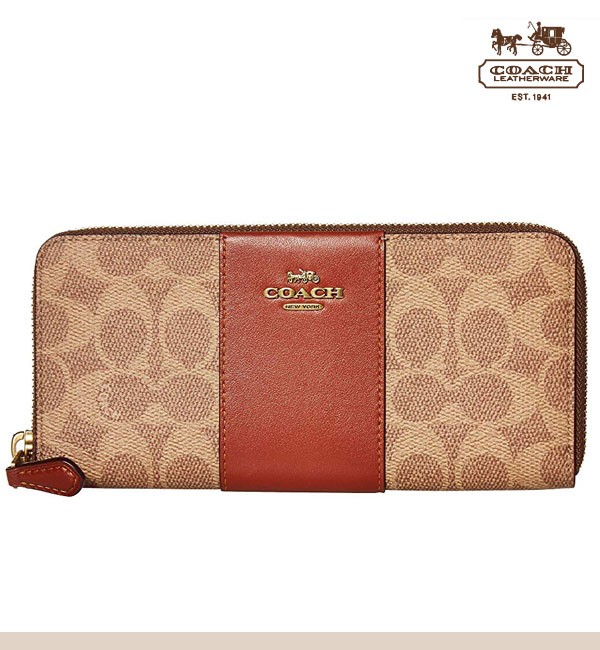 (なおちゃん)財布　コーチ　ラウンドファスナー　シグネチャー　C5891 COACH コーチ 財布 レディース 長財布 ラウンドファスナー