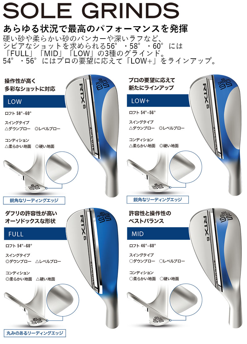 RTX 即納OK Cleveland RTX6 ZIPCORE ウェッジ ツアーサテン N.S.PRO