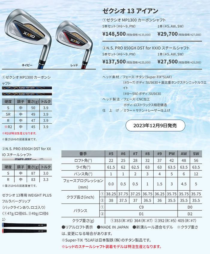 XXIO 一部即納OK ダンロップ -DUNLOP- XXIO 13 アイアン ネイビー 2024