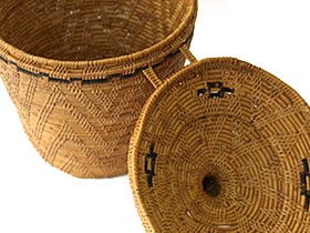 アタ とんがり帽子の蓋付きバスケット アジアン雑貨 バリ おしゃれ