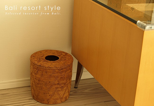 アタ ダストボックス(蓋付き) バリ かご リゾート アタ製品 バリ島