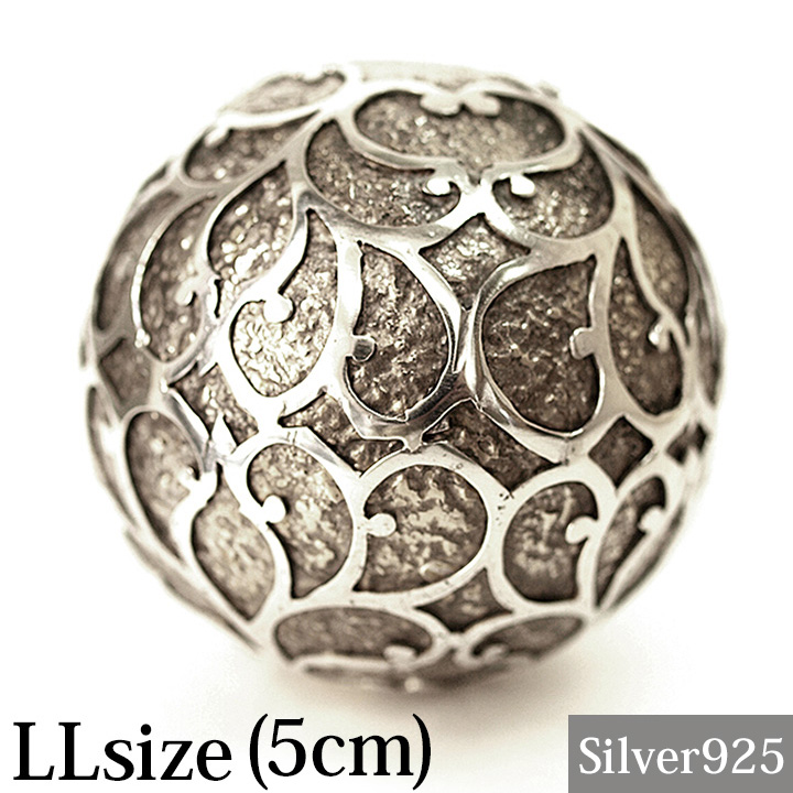 ガムランボール ARABESUQUE antique(LL)5cm ボックス、シルバークロス