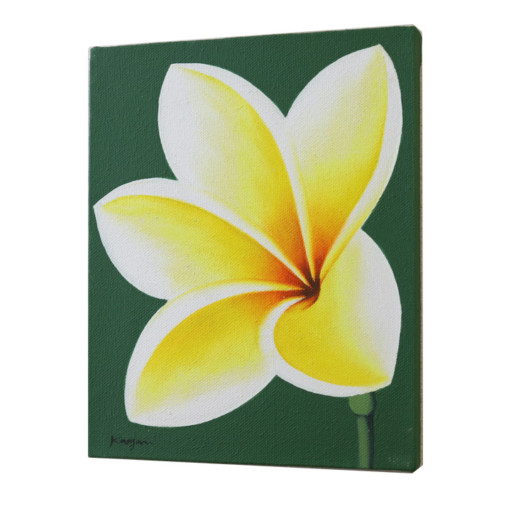 バリ絵画 プルメリア1(25×20cm) バリ雑貨 ハワイアン インテリア 玄関 おしゃれ 花 壁掛け 飾り アート フレーム パネル ココバリ | 