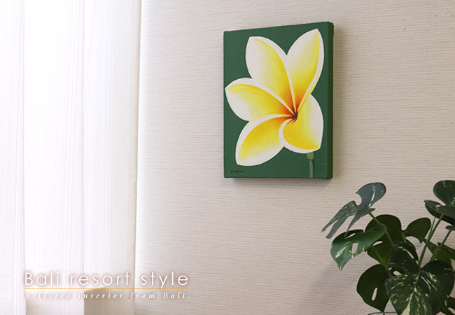 バリ絵画 プルメリア1(25×20cm) バリ雑貨 ハワイアン インテリア 玄関 おしゃれ 花 壁掛け 飾り アート フレーム パネル ココバリ |  | 01