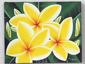 バリ　絵画　お花