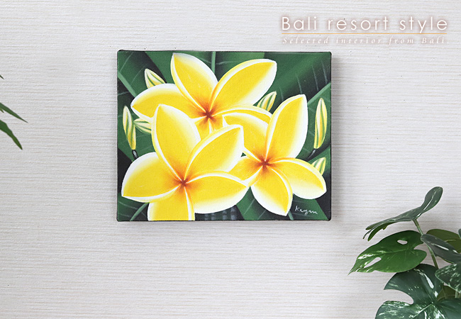 バリ絵画 プルメリア6(25×20cm) バリ雑貨 アート ハワイアン