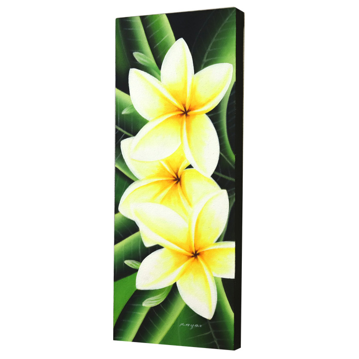 バリ絵画 プルメリア8(50×20cm)   花   壁掛け バリ風 インテリア バリアート ハワイ おしゃれ バリ雑貨 ココバリ | 