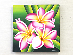 バリ絵画 プルメリア12(40×40cm)   花   壁掛け バリ風 インテリア バリアート ハワイ おしゃれ バリ雑貨 ココバリ |  | 02