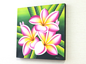 バリ絵画 プルメリア12(40×40cm)   花   壁掛け バリ風 インテリア バリアート ハワイ おしゃれ バリ雑貨 ココバリ |  | 03