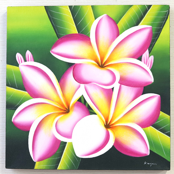 バリ絵画 プルメリア12(40×40cm)   花   壁掛け バリ風 インテリア バリアート ハワイ おしゃれ バリ雑貨 ココバリ |  | 06