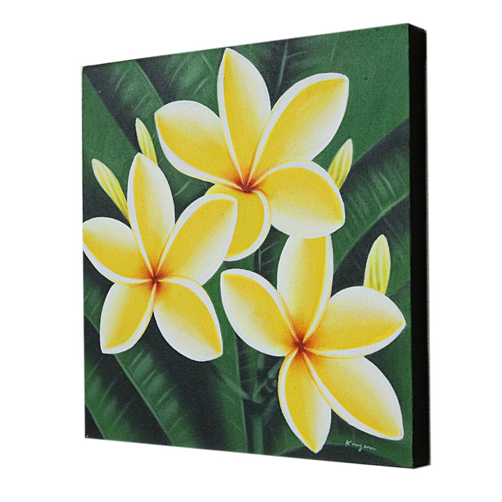 バリ絵画 プルメリア13(40×40cm)   花   壁掛け バリ風 インテリア バリアート ハワイ おしゃれ バリ雑貨 ココバリ | 