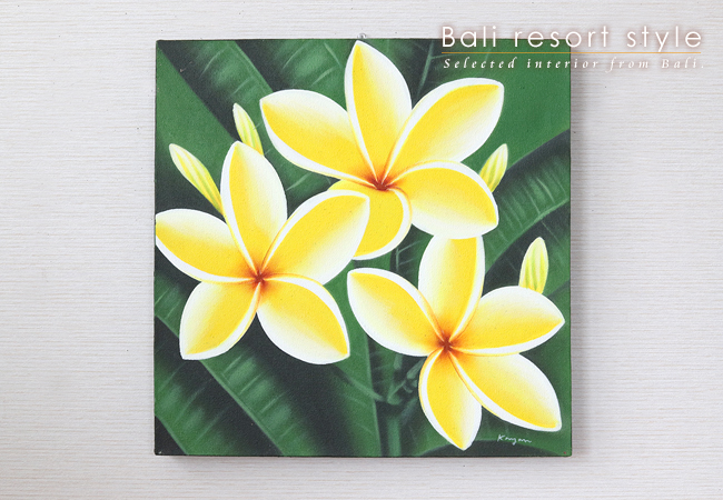 バリ絵画 プルメリア13(40×40cm)   花   壁掛け バリ風 インテリア バリアート ハワイ おしゃれ バリ雑貨 ココバリ |  | 01